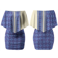 Mabuhay Philippines Festival Family Matching Off Shoulder Short Dress and Hawaiian Shirt Yakan Modern Filipiniana Inspired LT14 Mom's Dress Blue - Polynesian Pride