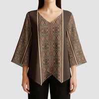 Mabuhay Philippines Festival Kimono Sleeve Blouse Tnalak Modern Filipiniana Inspired LT14 - Polynesian Pride