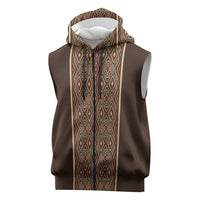 Mabuhay Philippines Festival Sleeveless Zip Hoodie Tnalak Modern Filipiniana Inspired LT14 Brown - Polynesian Pride