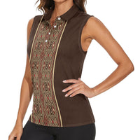 Mabuhay Philippines Festival Women Sleeveless Polo Shirt Tnalak Modern Filipiniana Inspired LT14 - Polynesian Pride