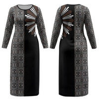 Mabuhay Philippines Festival Couples Matching Long Sleeve Bodycon Dress and Hawaiian Shirt Araw Tnalak Modern Filipiniana Inspired LT14 - Polynesian Pride