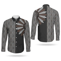 Mabuhay Philippines Festival Couples Matching Puletasi and Long Sleeve Button Shirt Araw Tnalak Modern Filipiniana Inspired LT14 - Polynesian Pride