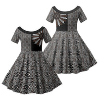 Mabuhay Philippines Festival Family Matching Mermaid Dress and Hawaiian Shirt Araw Tnalak Modern Filipiniana Inspired LT14 Daughter's Dress Black - Polynesian Pride