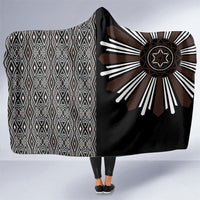 Mabuhay Philippines Festival Hooded Blanket Araw Tnalak Modern Filipiniana Inspired LT14 One Size Black - Polynesian Pride