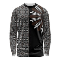 Mabuhay Philippines Festival Long Sleeve Shirt Araw Tnalak Modern Filipiniana Inspired LT14 Unisex Black - Polynesian Pride