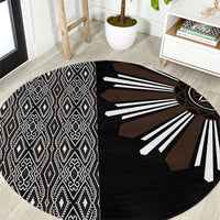 Mabuhay Philippines Festival Round Carpet Araw Tnalak Modern Filipiniana Inspired LT14 Black - Polynesian Pride