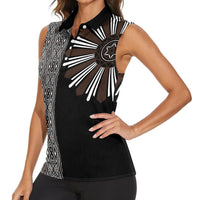 Mabuhay Philippines Festival Women Sleeveless Polo Shirt Araw Tnalak Modern Filipiniana Inspired LT14 - Polynesian Pride