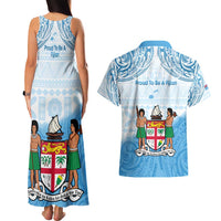 Fiji Day 1970 Couples Matching Tank Maxi Dress and Hawaiian Shirt Proud To Be A Fijian Tapa Pattern LT14 - Polynesian Pride