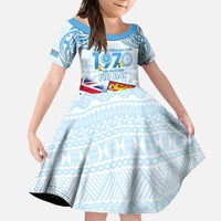 Fiji Day 1970 Family Matching Mermaid Dress and Hawaiian Shirt Proud To Be A Fijian Tapa Pattern LT14 Daughter's Dress Blue - Polynesian Pride