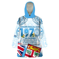 Fiji Day 1970 Wearable Blanket Hoodie Proud To Be A Fijian Tapa Pattern