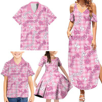 Alaka Aloha Hawaii Family Matching Summer Maxi Dress and Hawaiian Shirt Plumeria Lei With Palaka Motif - Polynesian Pride