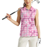 Alaka Aloha Hawaii Women Sleeveless Polo Shirt Plumeria Lei With Palaka Motif LT14 - Polynesian Pride