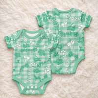 Omaomao Aloha Hawaii Baby Onesie Plumeria Lei With Palaka Motif