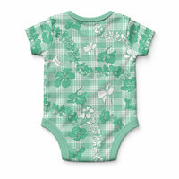 Omaomao Aloha Hawaii Baby Onesie Plumeria Lei With Palaka Motif