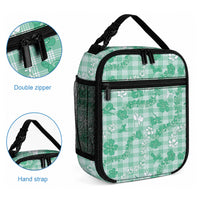 Omaomao Aloha Hawaii Lunch Bag Plumeria Lei With Palaka Motif