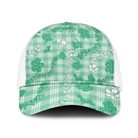 Omaomao Aloha Hawaii Mesh Trucker Cap Plumeria Lei With Palaka Motif - Polynesian Pride