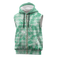 Omaomao Aloha Hawaii Sleeveless Zip Hoodie Plumeria Lei With Palaka Motif - Polynesian Pride