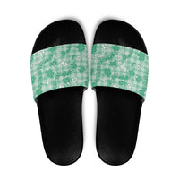 Omaomao Aloha Hawaii Slide Sandals Plumeria Lei With Palaka Motif - Polynesian Pride