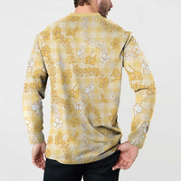Melemele Aloha Hawaii Button Sweatshirt Plumeria Lei With Palaka Motif - Polynesian Pride