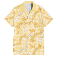 Melemele Aloha Hawaii Family Matching Off Shoulder Short Dress and Hawaiian Shirt Plumeria Lei With Palaka Motif - Polynesian Pride