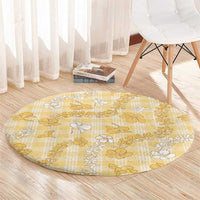 Melemele Aloha Hawaii Round Carpet Plumeria Lei With Palaka Motif - Polynesian Pride