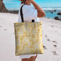 Melemele Aloha Hawaii Tote Bag Plumeria Lei With Palaka Motif - Polynesian Pride
