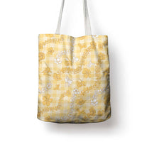 Melemele Aloha Hawaii Tote Bag Plumeria Lei With Palaka Motif - Polynesian Pride