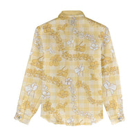 Melemele Aloha Hawaii Women Casual Shirt Plumeria Lei With Palaka Motif - Polynesian Pride