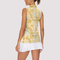 Melemele Aloha Hawaii Women Sleeveless Polo Shirt Plumeria Lei With Palaka Motif LT14 - Polynesian Pride