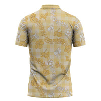 Melemele Aloha Hawaii Zipper Polo Shirt Plumeria Lei With Palaka Motif - Polynesian Pride