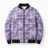 Poni Aloha Hawaii Bomber Puffer Jacket Plumeria Lei With Palaka Motif - Polynesian Pride