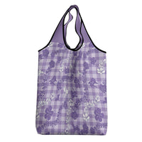 Poni Aloha Hawaii Grocery Bag Plumeria Lei With Palaka Motif - Polynesian Pride