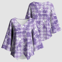 Poni Aloha Hawaii Kimono Sleeve Blouse Plumeria Lei With Palaka Motif - Polynesian Pride