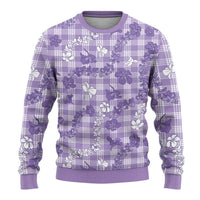 Poni Aloha Hawaii Ugly Christmas Sweater Plumeria Lei With Palaka Motif - Polynesian Pride