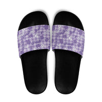 Poni Aloha Hawaii Slide Sandals Plumeria Lei With Palaka Motif - Polynesian Pride