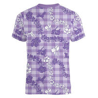 Poni Aloha Hawaii Women V-Neck T-Shirt Plumeria Lei With Palaka Motif - Polynesian Pride