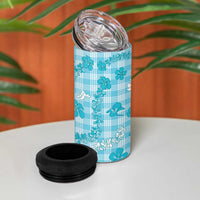 Polu Aloha Hawaii 4 in 1 Can Cooler Tumbler Plumeria Lei With Palaka Motif - Polynesian Pride