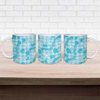 Polu Aloha Hawaii Ceramic Mug Plumeria Lei With Palaka Motif - Polynesian Pride