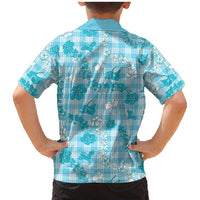 Polu Aloha Hawaii Family Matching Mermaid Dress and Hawaiian Shirt Plumeria Lei With Palaka Motif LT14 - Polynesian Pride
