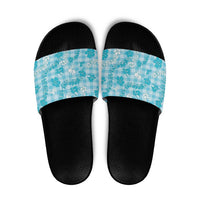 Polu Aloha Hawaii Slide Sandals Plumeria Lei With Palaka Motif - Polynesian Pride