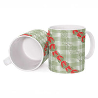 Omaomao Aloha Hawaii Ceramic Mug Rosebud Lei With Palaka Motif - Polynesian Pride