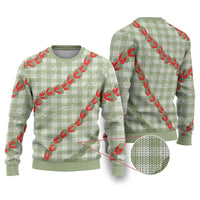 Omaomao Aloha Hawaii Ugly Christmas Sweater Rosebud Lei With Palaka Motif - Polynesian Pride