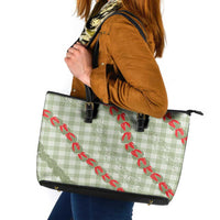 Omaomao Aloha Hawaii Leather Tote Bag Rosebud Lei With Palaka Motif LT14 Green - Polynesian Pride