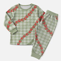 Omaomao Aloha Hawaii Christmas Pajama Set Rosebud Lei With Palaka Motif - Polynesian Pride