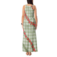Omaomao Aloha Hawaii Tank Maxi Dress Rosebud Lei With Palaka Motif - Polynesian Pride