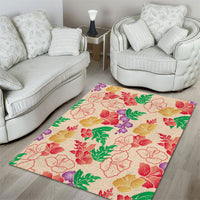 Colorful Aloha Hawaii Hibiscus Orchid Seamless Area Rug