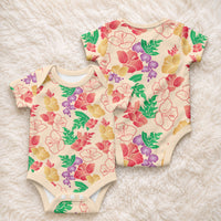 Colorful Aloha Hawaii Hibiscus Orchid Seamless Baby Onesie