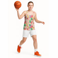 Colorful Aloha Hawaii Hibiscus Orchid Seamless Basketball Jersey