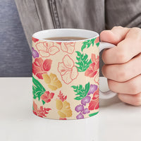 Colorful Aloha Hawaii Hibiscus Orchid Seamless Ceramic Mug
