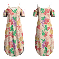 Colorful Aloha Hawaii Hibiscus Orchid Seamless Couples Matching Summer Maxi Dress and Long Sleeve Button Shirt
